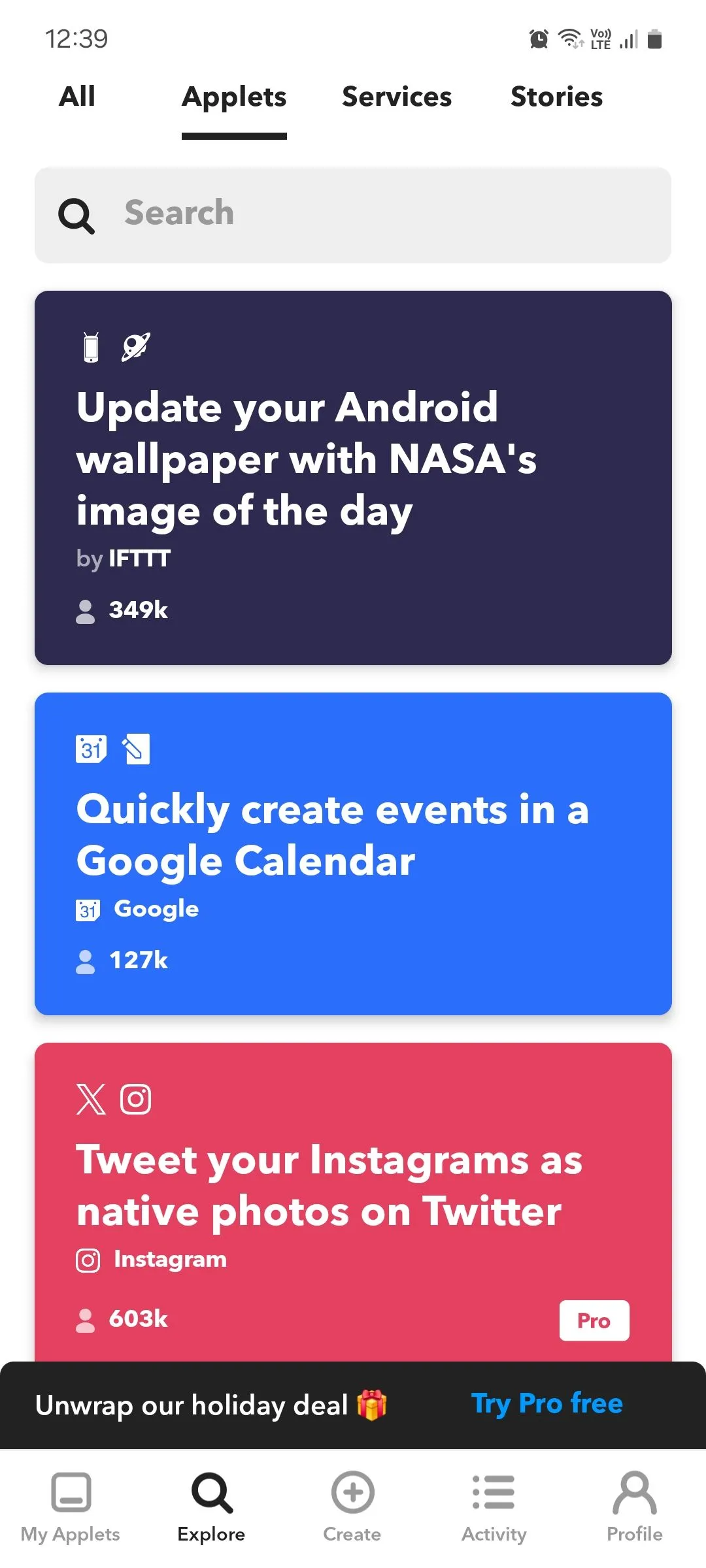 Khám phá các gợi ý Applet tự động hóa hữu ích trên ứng dụng IFTTT