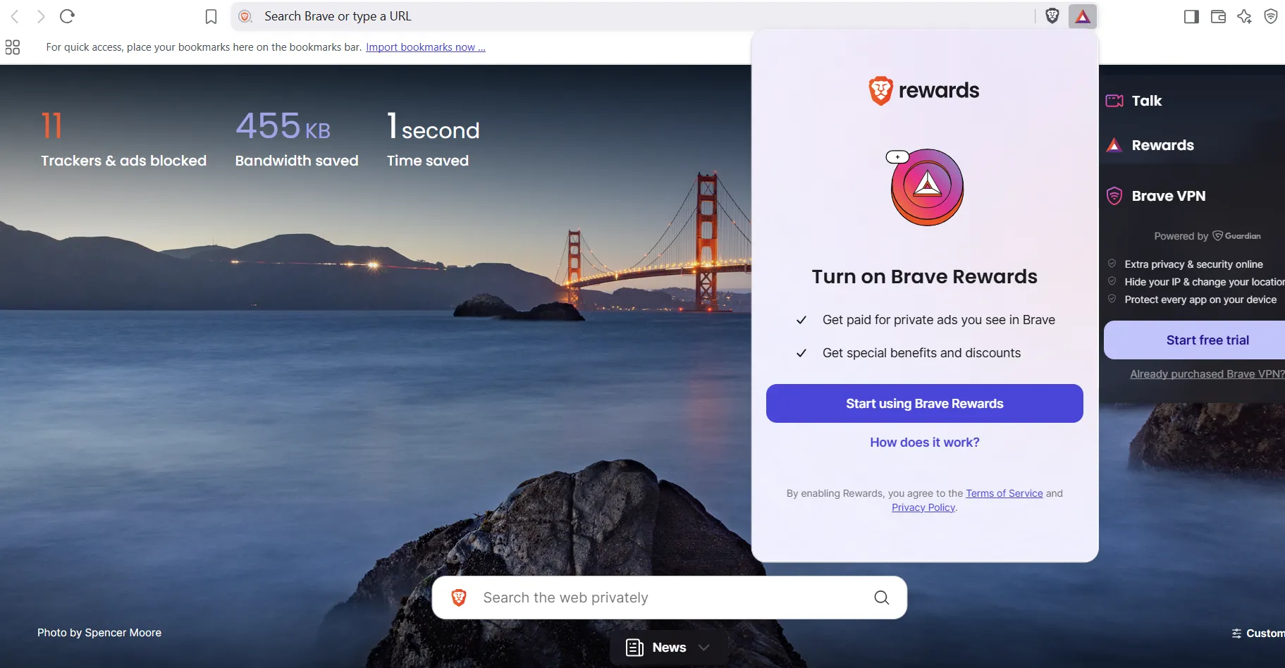 Kích hoạt tính năng Brave Rewards để kiếm BAT token