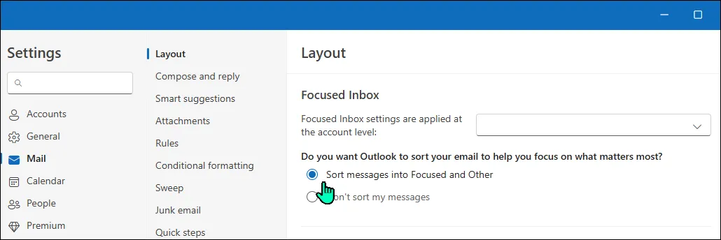 Kích hoạt tính năng Hộp thư đến Ưu tiên (Focused Inbox) trong ứng dụng Outlook trên Windows