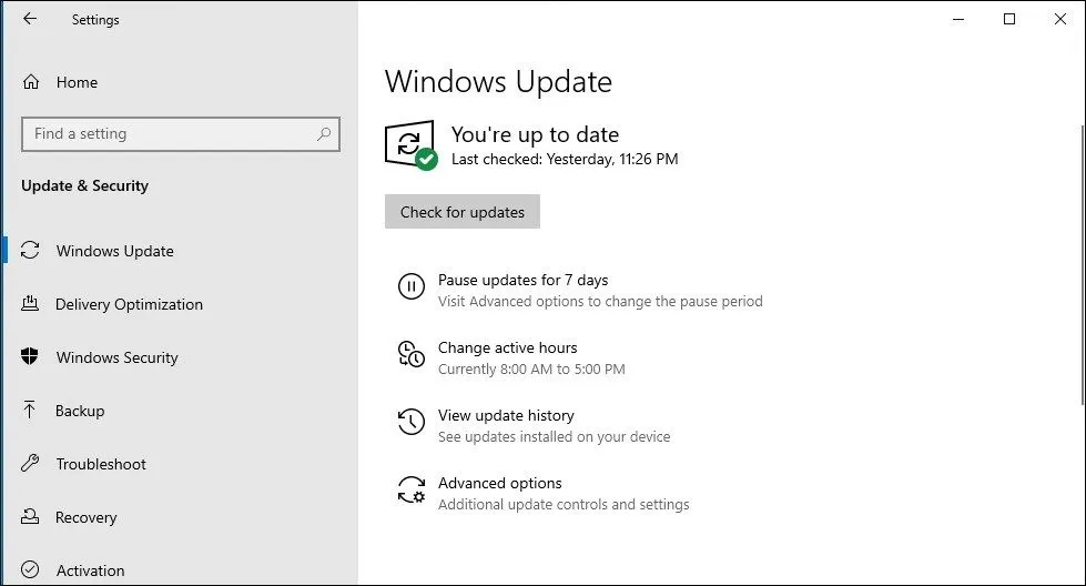 Kiểm tra các bản cập nhật bảo mật trên Windows 10