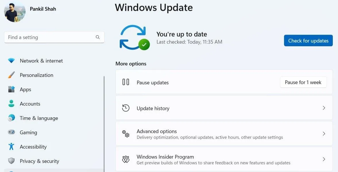 Kiểm tra các bản cập nhật hệ thống trên Windows 11