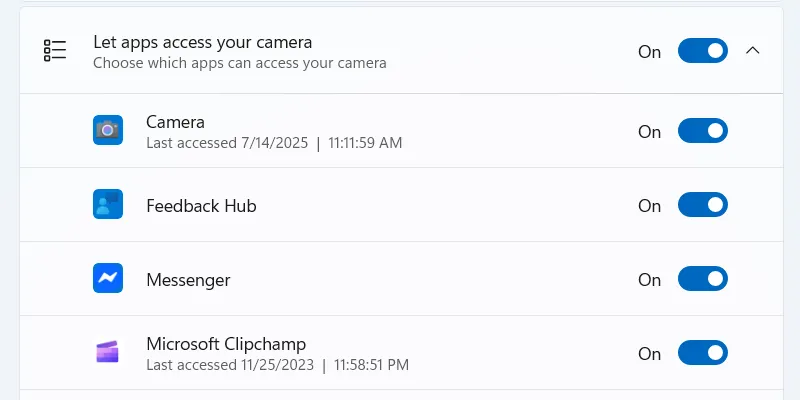 Kiểm tra quyền truy cập camera của ứng dụng trên Windows 11