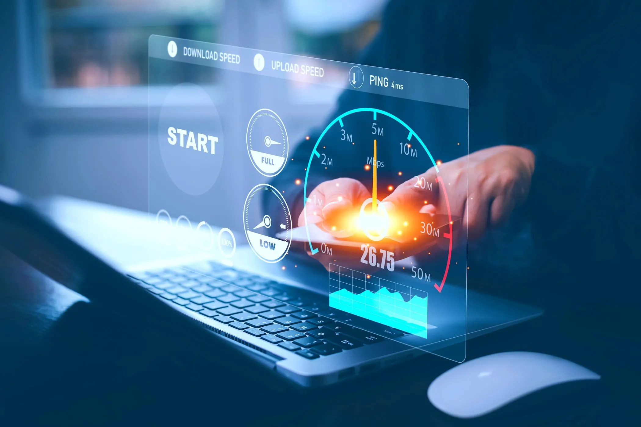 Kiểm tra tốc độ mạng 5G trên máy tính xách tay với kết quả biến đổi của Internet 5G