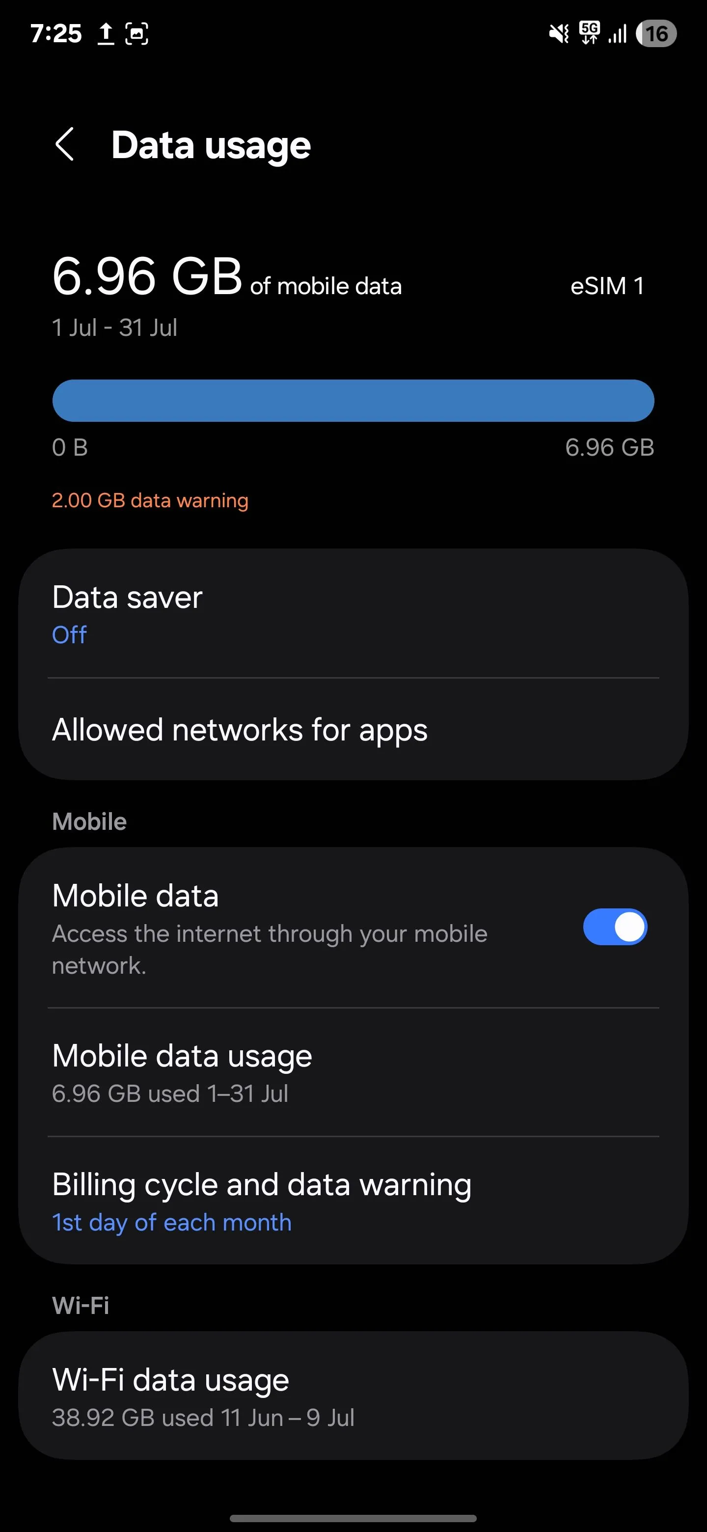 Kiểm tra và quản lý mức sử dụng dữ liệu di động nền của ứng dụng trên Samsung