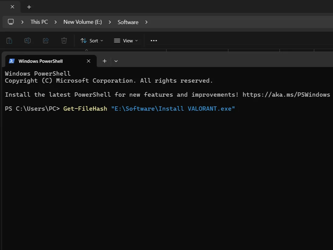 Lệnh Get-FileHash trong Windows PowerShell để tạo mã băm cho tệp
