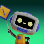 Linh vật robot của Discord cầm biển báo an toàn, đại diện cho các tính năng bảo mật mới.