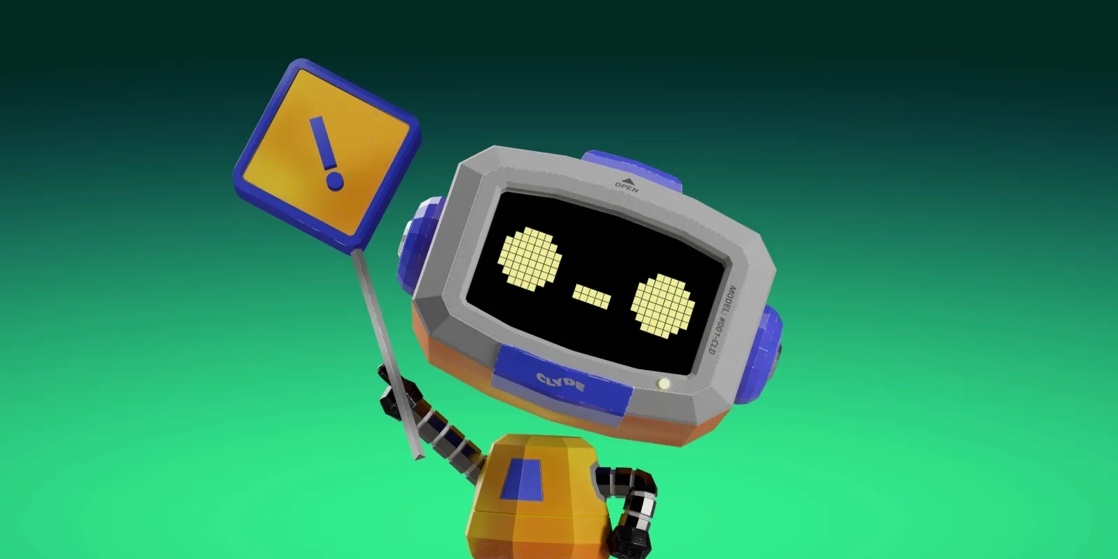 Linh vật robot của Discord cầm biển báo an toàn, đại diện cho các tính năng bảo mật mới.