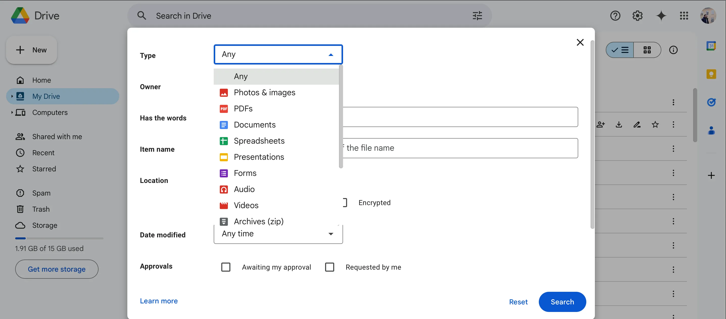 Lọc tệp tin ảnh và video trong Google Drive để giải phóng dung lượng