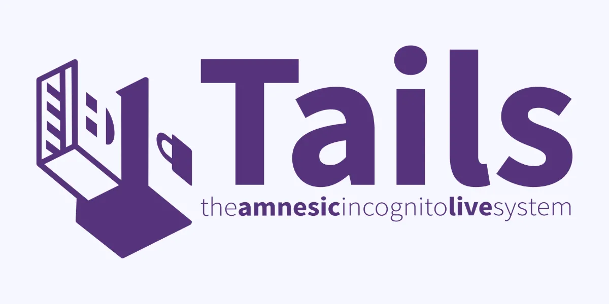 Logo của hệ điều hành Tails với biểu tượng đuôi cáo màu cam