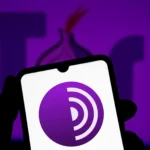 Logo Tor Browser trên nền tím
