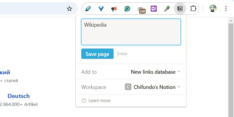 Lưu một trang web bằng tiện ích Notion Web Clipper