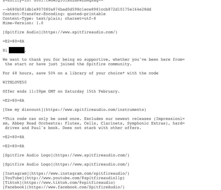 Mã nguồn HTML của một email hợp lệ, không chứa các ký tự lạ hay đoạn mã bị thao túng.