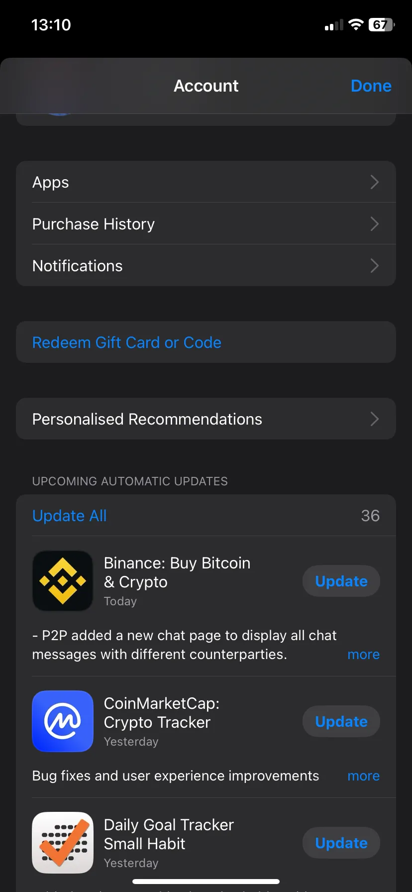 Màn hình App Store hiển thị danh sách các ứng dụng có bản cập nhật, giúp người dùng dễ dàng cập nhật ứng dụng để cải thiện hiệu năng và tương thích trên iOS.