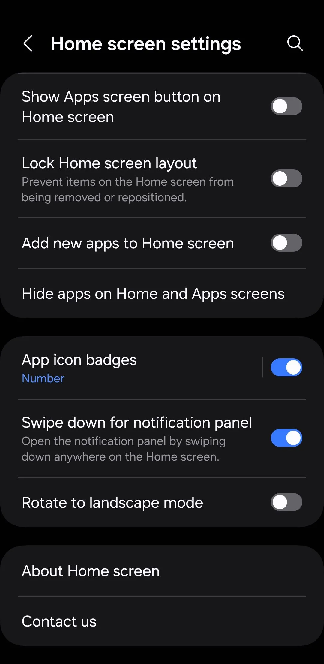 Màn hình cài đặt cho phép ẩn ứng dụng trên giao diện One UI của Samsung
