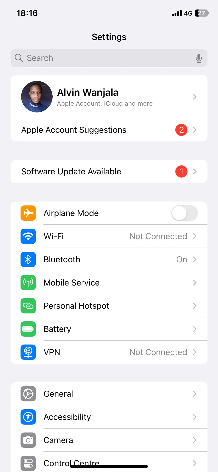 Màn hình Cài đặt Dữ liệu di động trên iPhone với tùy chọn Tùy chọn Dữ liệu di động