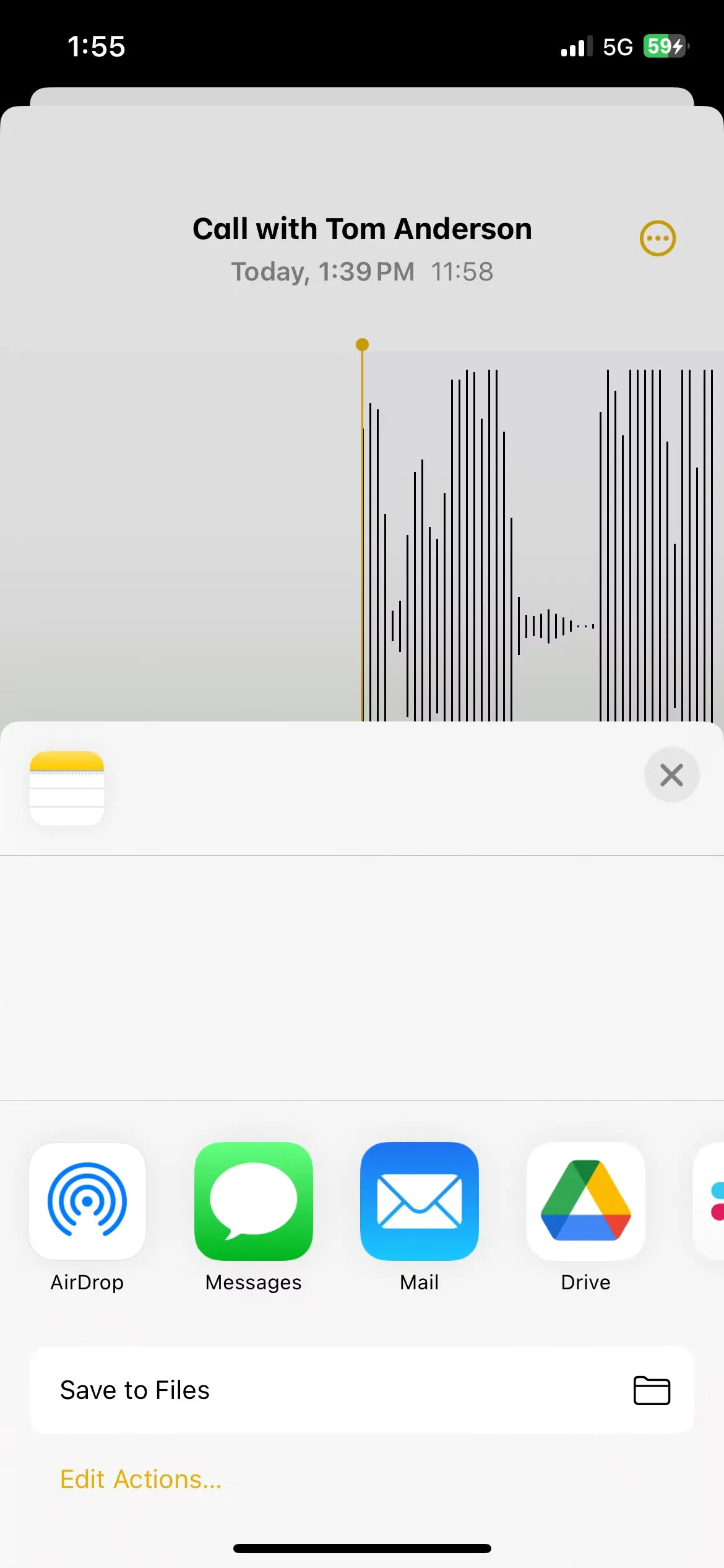 Màn hình chia sẻ ghi âm cuộc gọi trên iPhone bị lỗi