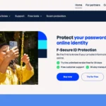Màn hình chính dịch vụ giám sát ID của F-Secure, hiển thị giao diện thân thiện người dùng để theo dõi thông tin cá nhân. Từ khóa: giao diện F-Secure ID Protection, theo dõi dữ liệu rò rỉ.
