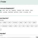 Màn hình công cụ "Gift Finder" trên trang web Uncommon Goods giúp tìm quà Valentine phù hợp.