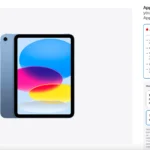 Màn hình iPad hiển thị các tùy chọn mua AppleCare+ trả trước và thuê bao trên trang web của Apple
