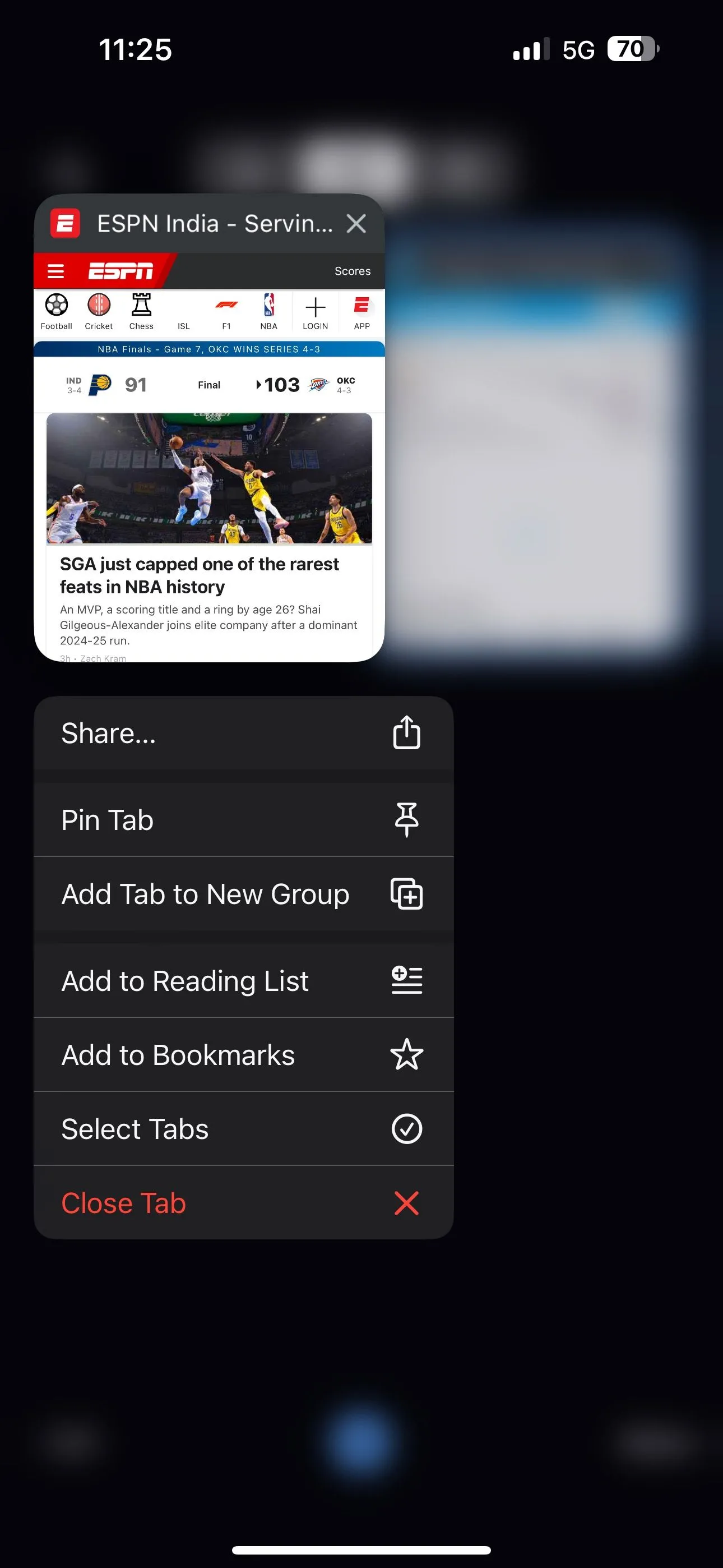 Màn hình tạo nhóm tab mới trong Chrome trên iPhone.