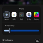 Màn hình tùy chỉnh widget Google Search với các tùy chọn phím tắt