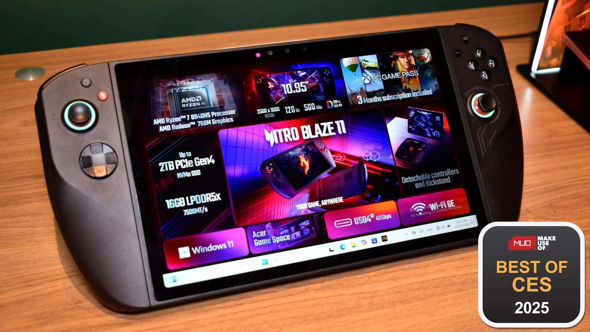 Máy chơi game Acer Nitro Blaze 11 với màn hình lớn và bộ điều khiển công thái học, mang đến trải nghiệm gaming nhập vai.