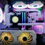 Máy tính chơi game cao cấp với hệ thống tản nhiệt nước và card đồ họa hiệu năng cao, minh họa tầm quan trọng của việc làm mát linh kiện.
