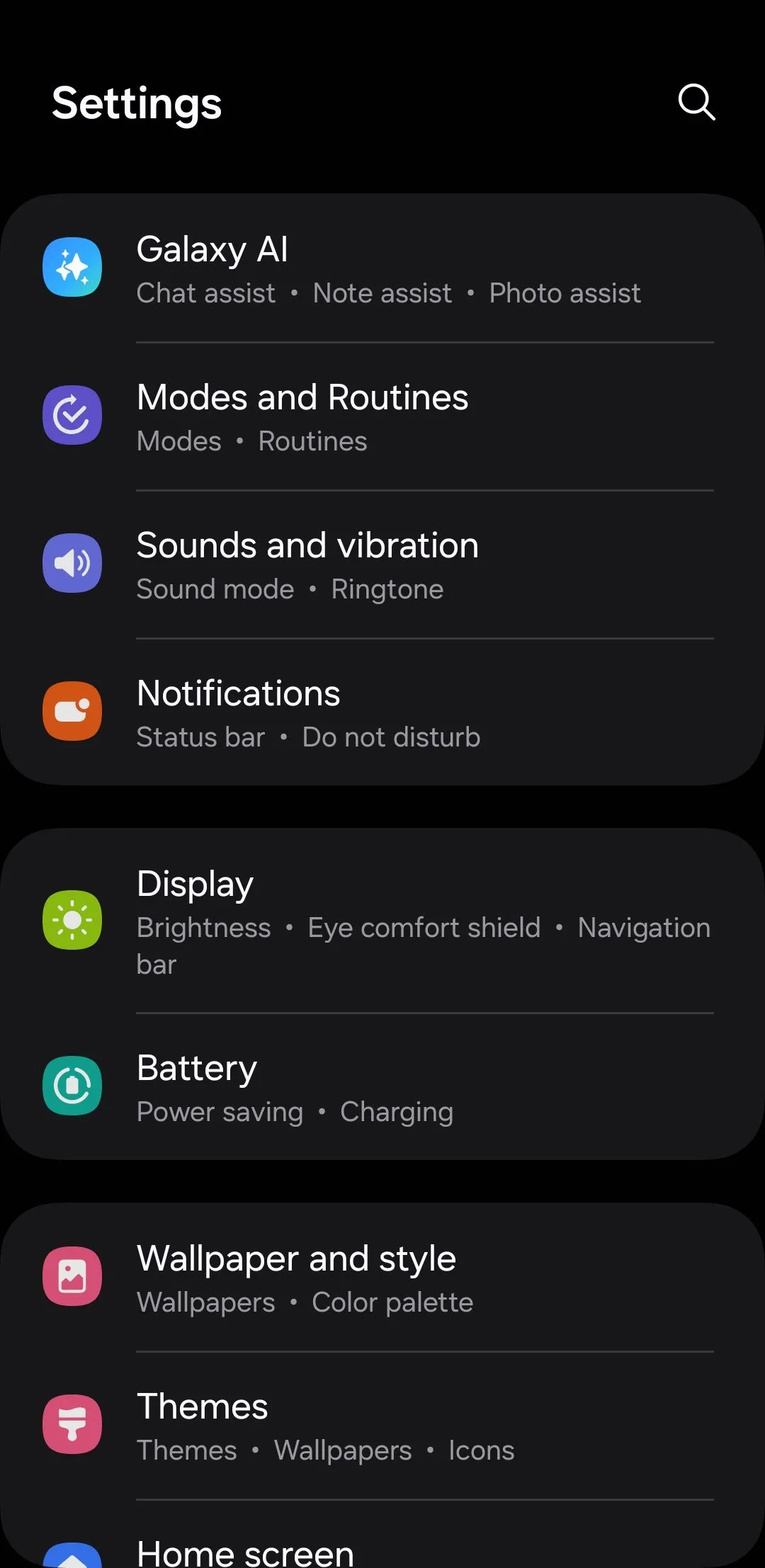 Menu Âm thanh và Rung trên điện thoại Samsung hiển thị tùy chọn Tắt tiếng tạm thời