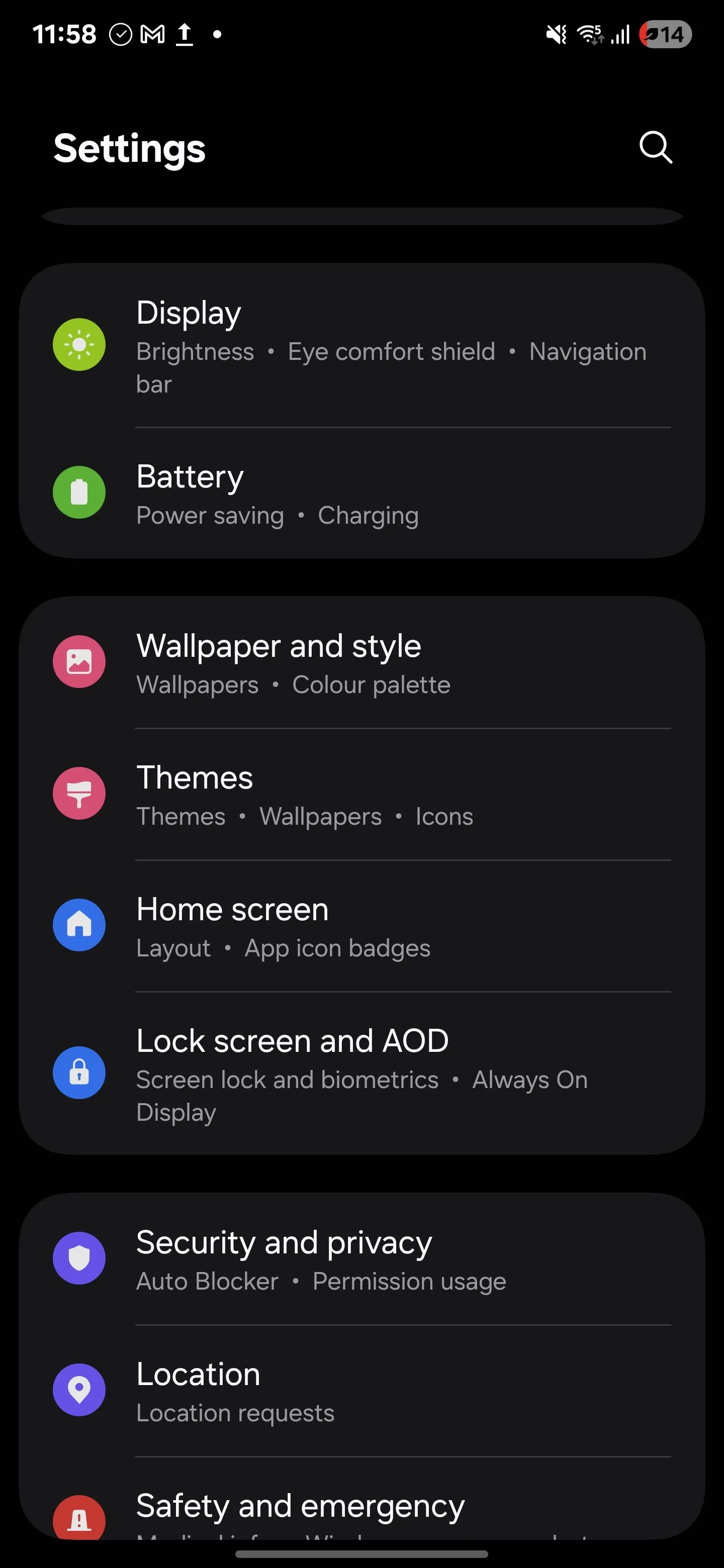 Menu Cài đặt pin của Samsung Galaxy S25 Ultra