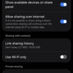Menu cài đặt Quick Share trên điện thoại Samsung Galaxy