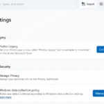 Menu Cài đặt trong ứng dụng Ảnh (Photos) trên Windows 11