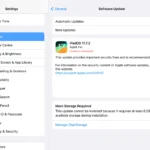 Menu cập nhật phần mềm iPadOS hiển thị phiên bản mới đã sẵn sàng