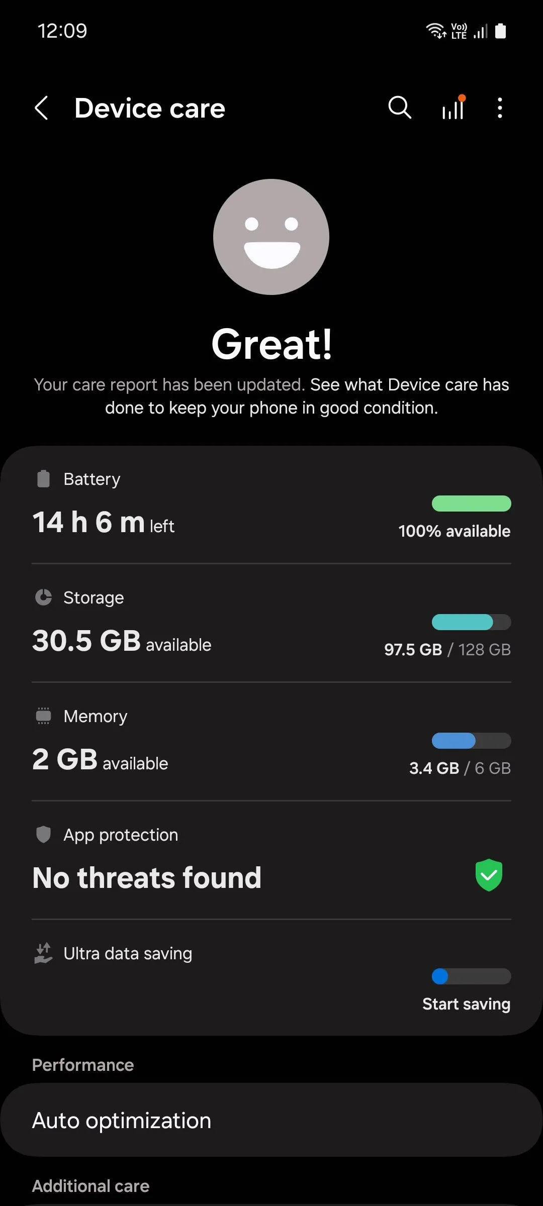 Menu Chăm sóc thiết bị trên điện thoại Samsung để giải phóng bộ nhớ RAM