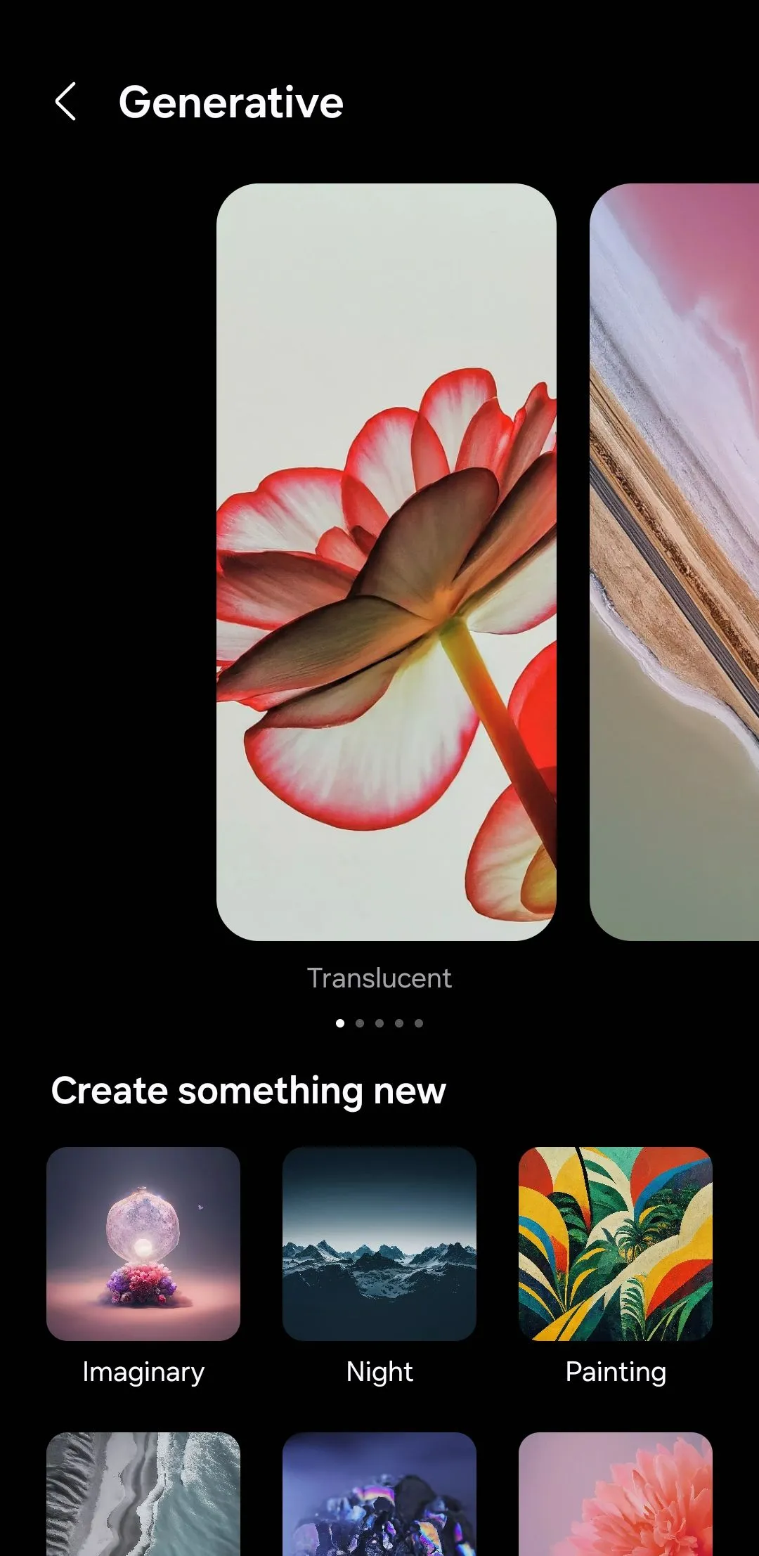 Menu hình nền AI tạo sinh trên điện thoại Samsung