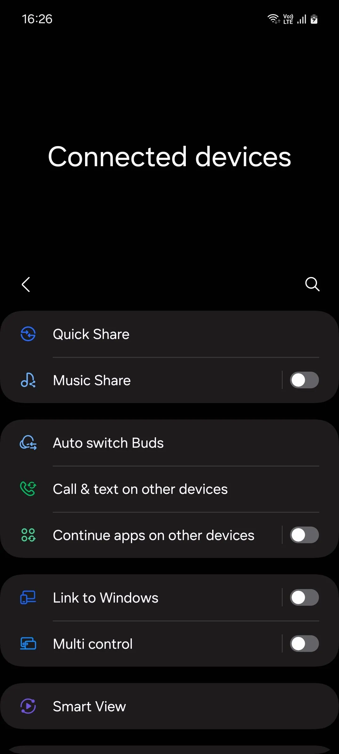 Menu Thiết bị đã kết nối trên Samsung One UI 6.1, cho phép truy cập Quick Share