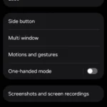 Menu Tính năng nâng cao trên điện thoại Android hiển thị cài đặt nút sườn.