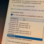 Menu tùy chọn Chế độ tương thích trên Windows 11 hiển thị các phiên bản hệ điều hành khác nhau để lựa chọn.