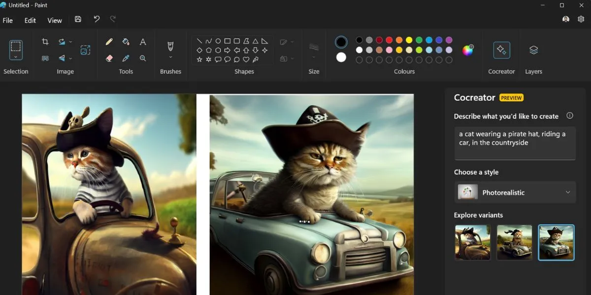 Minh họa các hình ảnh được tạo bằng AI Paint Cocreator trên Copilot+ PC