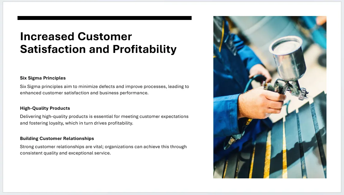 Một slide thuyết trình mẫu được Copilot tạo ra trong PowerPoint với thiết kế tối giản.
