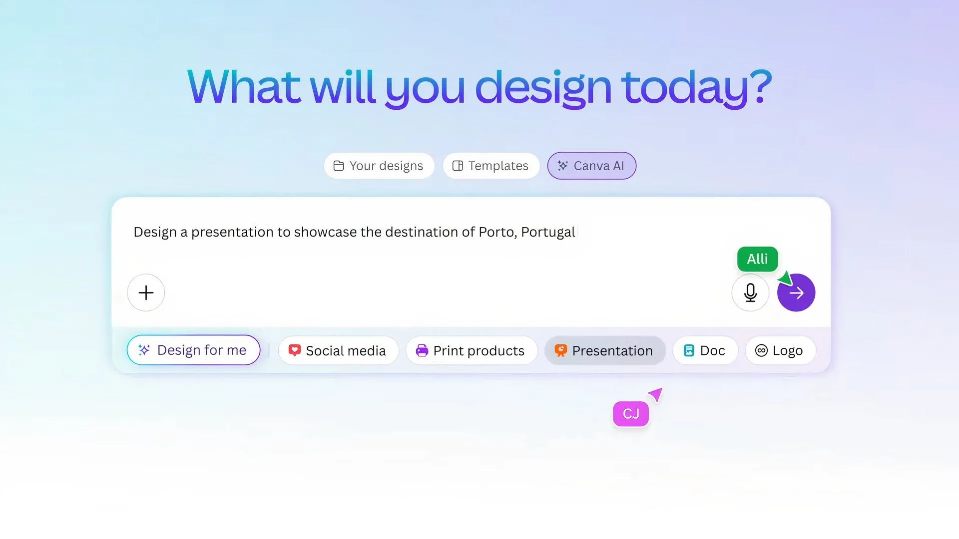 Một ví dụ trên màn hình về tính năng Design for Me mới đang được sử dụng
