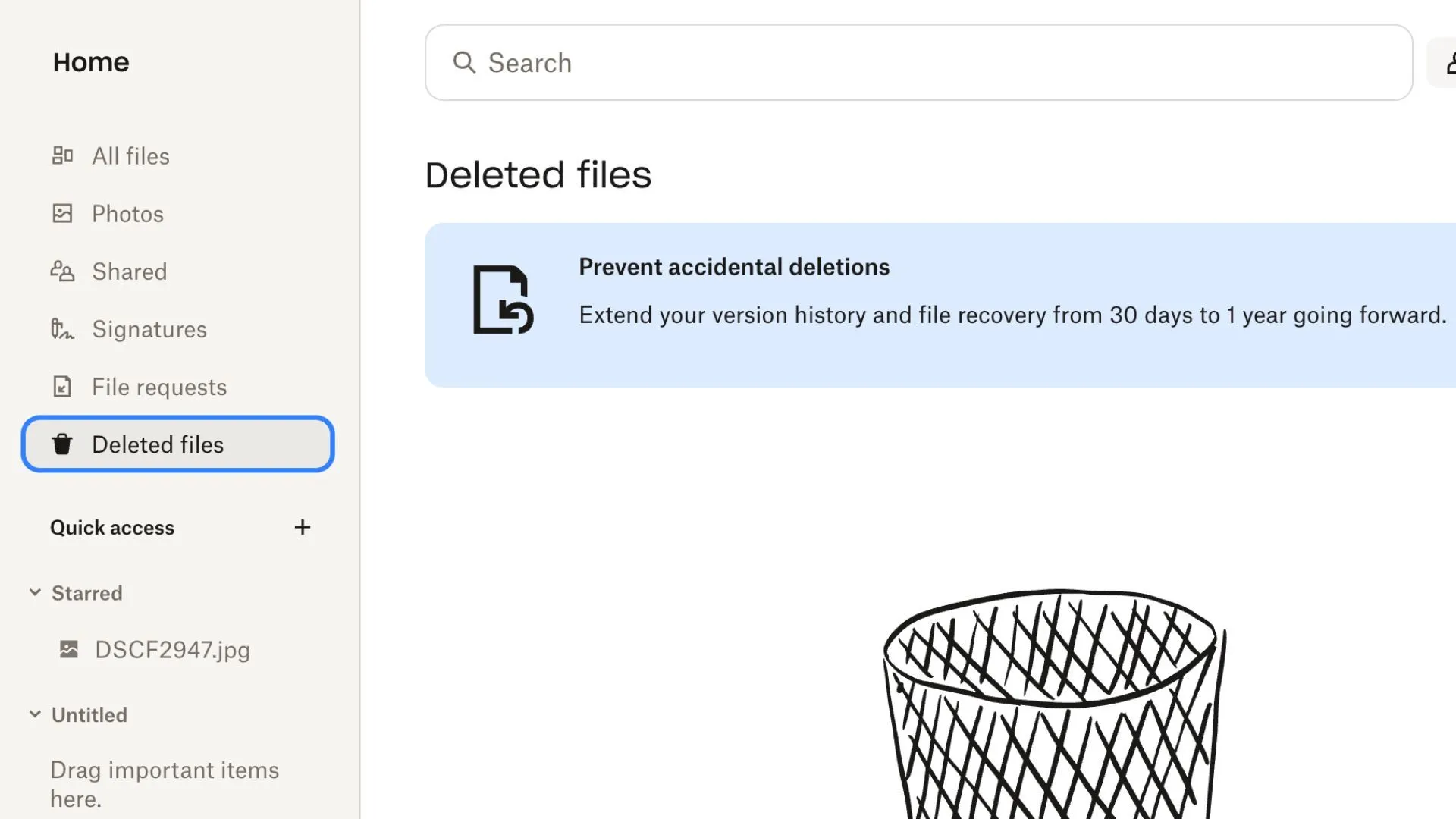 Mục tập tin đã xóa trong Dropbox