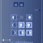 Người chơi tương tác với Google Doodle game The Rise of the Half Moon với các thẻ bài đại diện cho chu kỳ mặt trăng trên bàn cờ