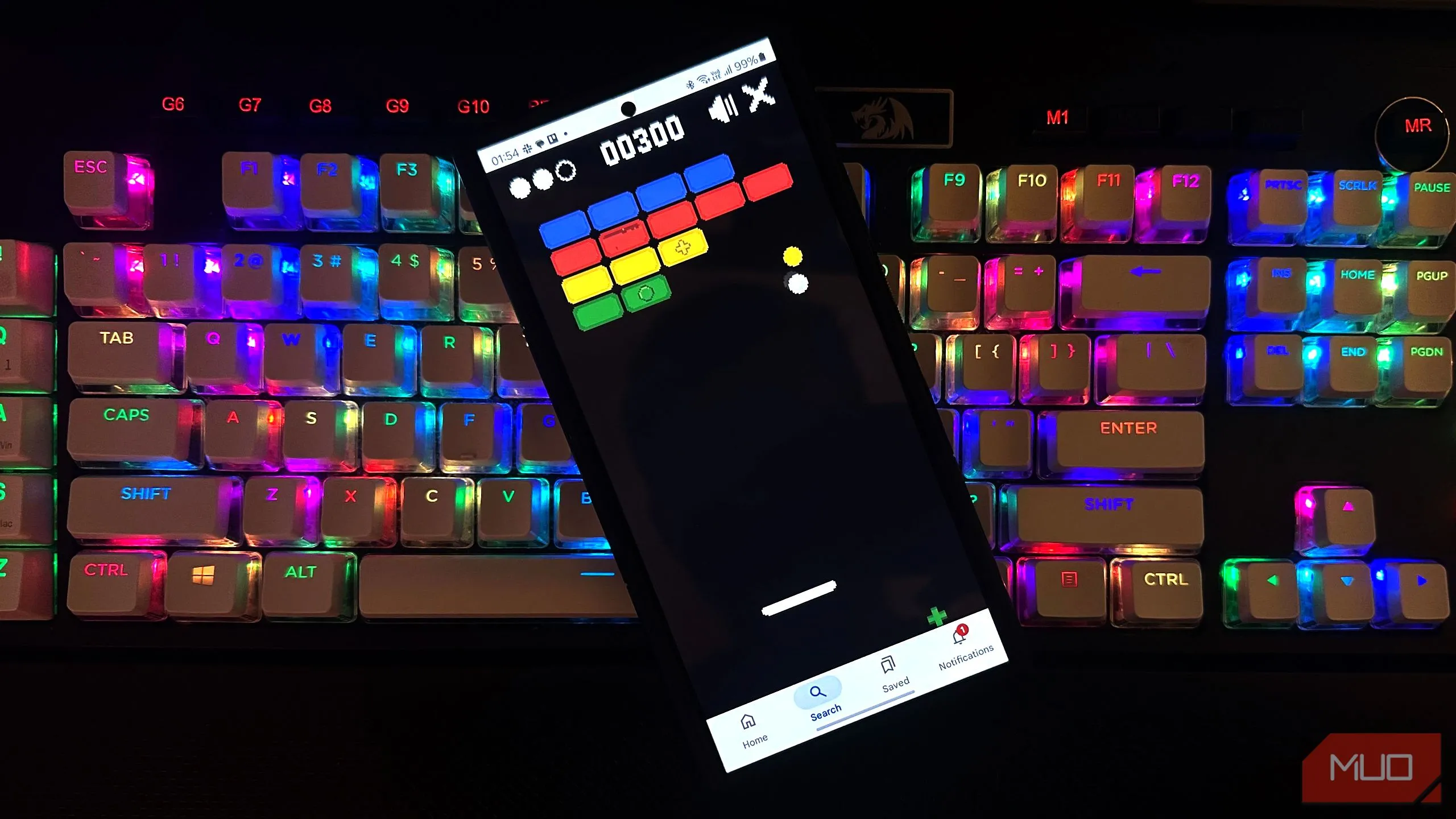 Người dùng đang chơi game Block Breaker trên điện thoại di động thông qua Google Search