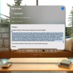 Người dùng trải nghiệm Apple Intelligence trên thiết bị Apple Vision Pro, hiển thị giao diện AI.