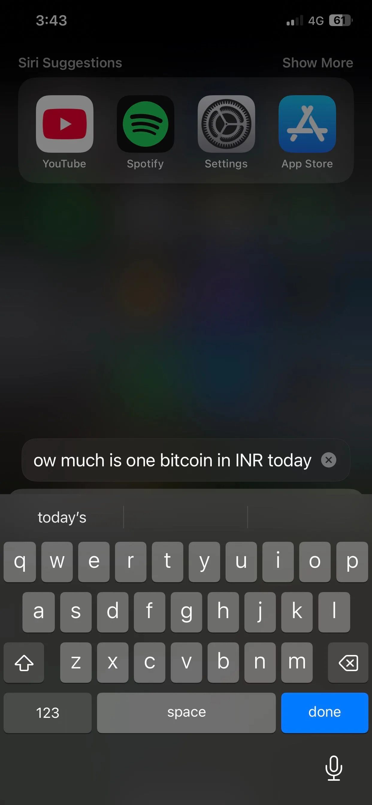 Nhập lệnh hoặc câu hỏi cho Siri thông qua giao diện Type to Siri trên iPhone cũ hơn.