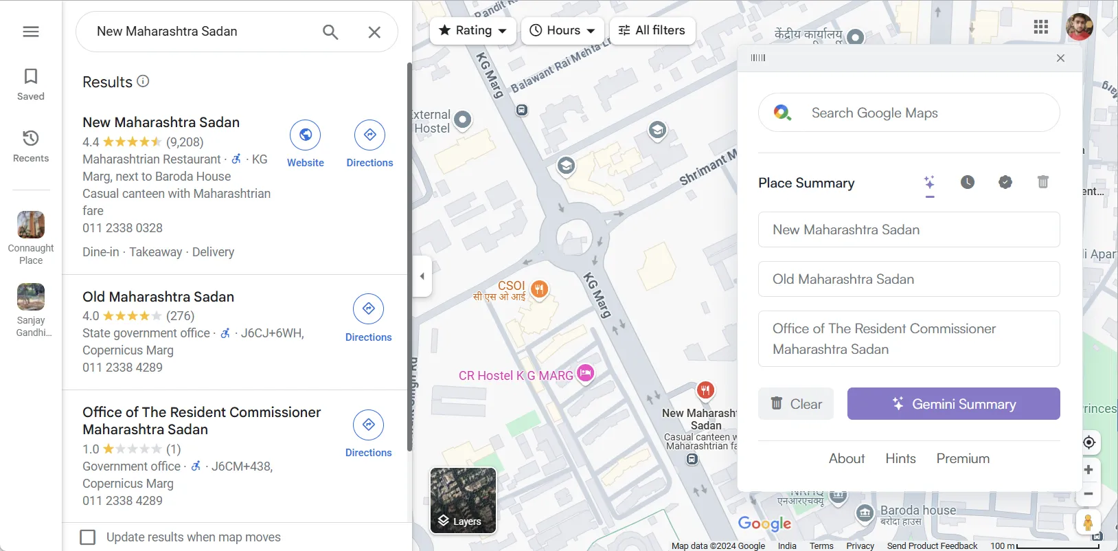 Nội dung trang web với thông tin địa điểm nổi bật