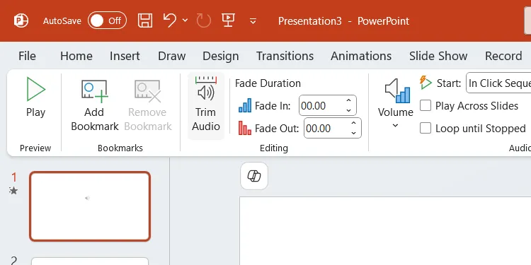 Nút cắt âm thanh trong PowerPoint