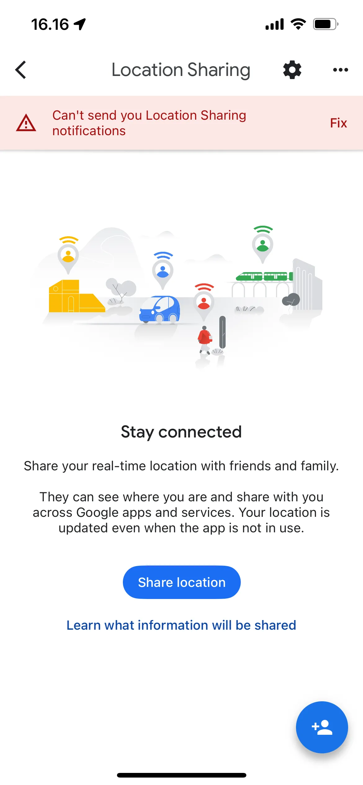 Nút Chia sẻ vị trí trong Google Maps giúp người dùng gửi vị trí hiện tại của mình