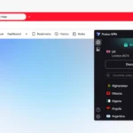 Nút VPN của Proton tích hợp trên thanh công cụ trình duyệt Vivaldi.