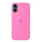 Ốp lưng silicone Apple MagSafe màu Peony cho iPhone 16 Plus.
